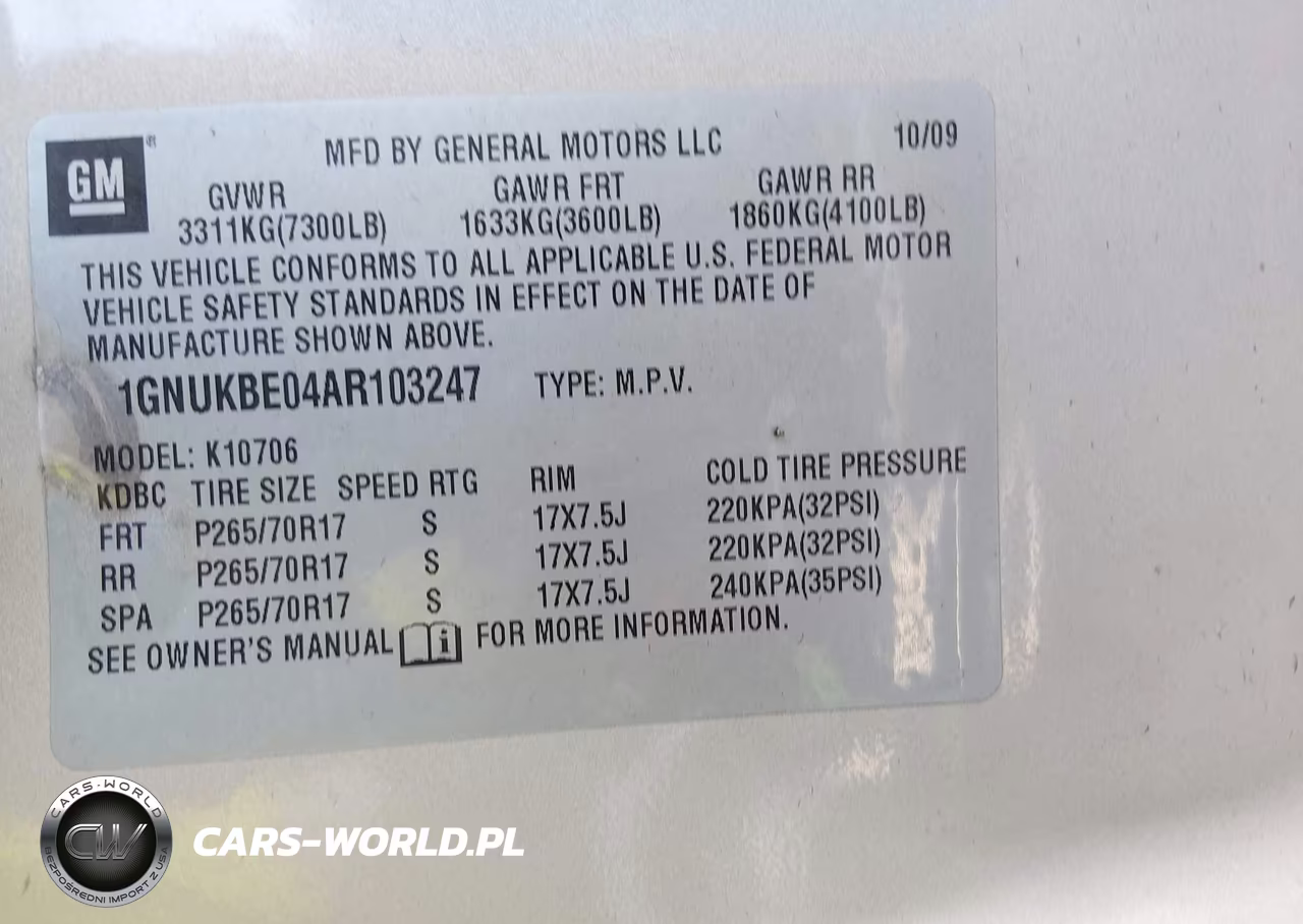 2010 Chevrolet Tahoe Lt VIN:1GNUKBE04AR103247 - 9