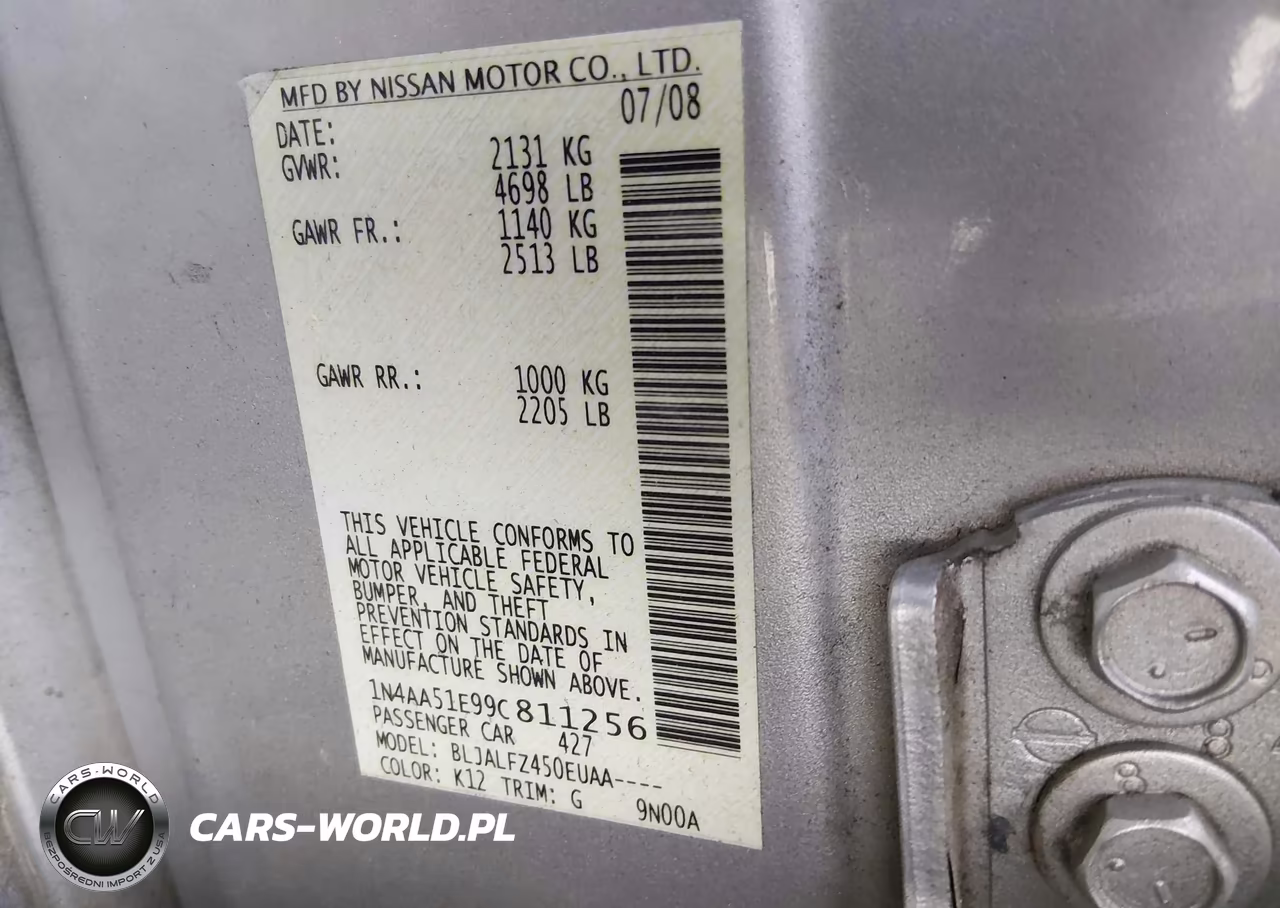2009 Nissan Maxima 3.5 Sv VIN:1N4AA51E99C811256 - 9