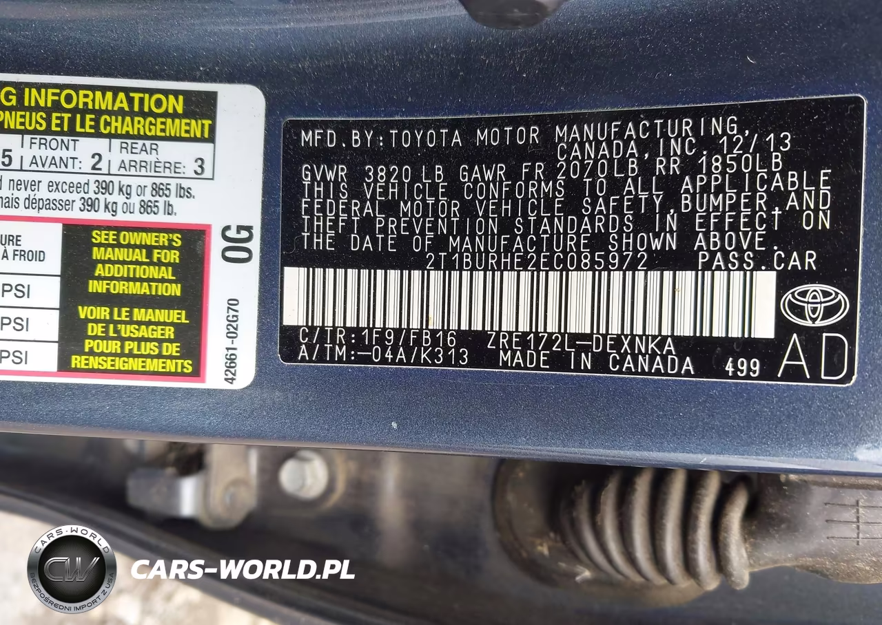 2014 Toyota Corolla Le VIN:2T1BURHE2EC085972 - 9