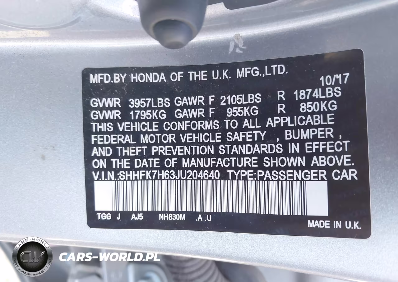 2018 Honda Civic Ex VIN:SHHFK7H63JU204640 - 9