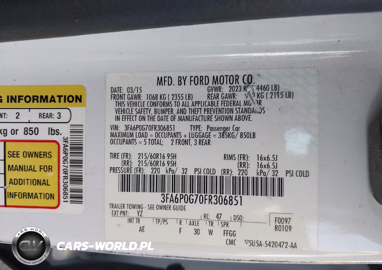 2015 Ford Fusion S VIN:3FA6P0G70FR306851 - 9