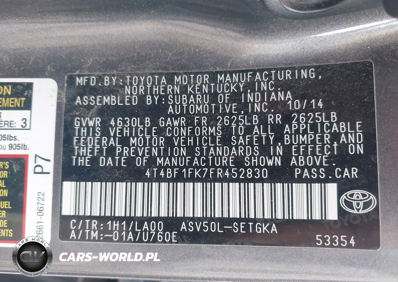 2015 Toyota Camry Xle VIN:4T4BF1FK7FR452830 - 9