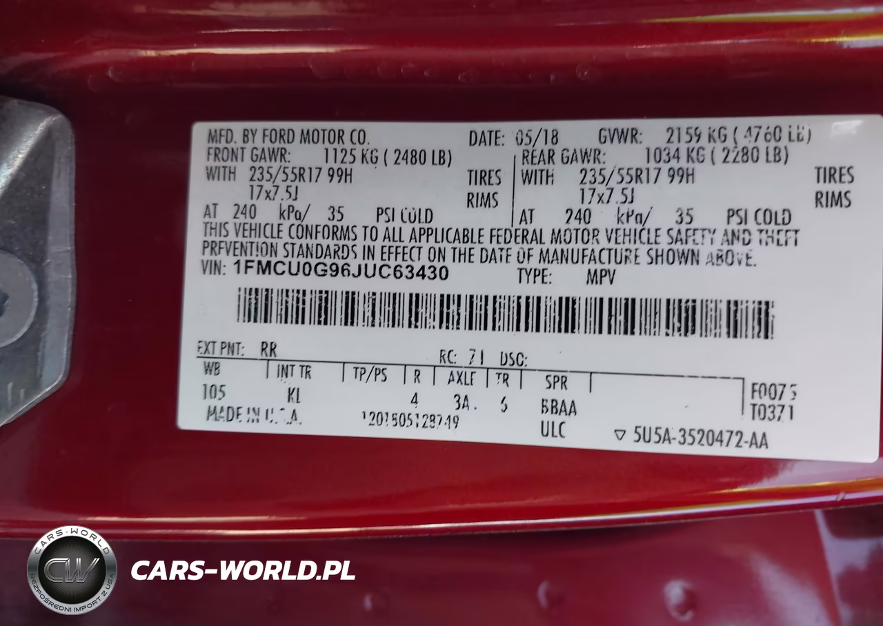 2018 Ford Escape Se VIN:1FMCU0G96JUC63430 - 9