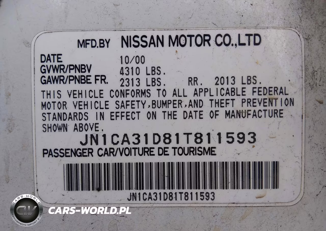 2001 Nissan Maxima Gle VIN:JN1CA31D81T811593 - 9