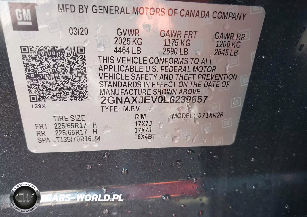 CHEVROLET EQUINOX VIN:2GNAXJEV0L6239657 - 9