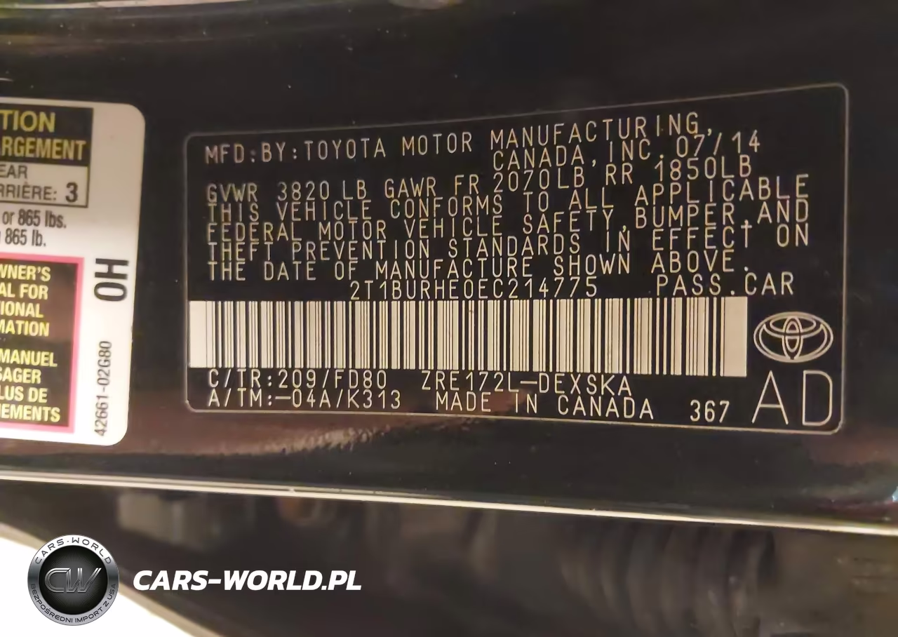 2014 Toyota Corolla S Plus VIN:2T1BURHE0EC214775 - 9