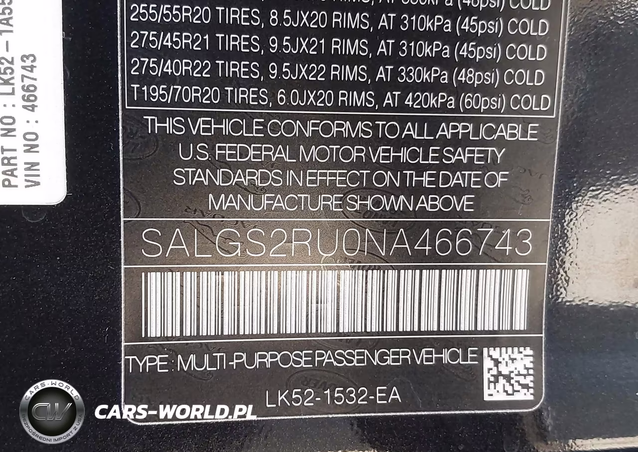 2022 Land Rover Range Rover Westminster VIN:SALGS2RU0NA466743 - 9
