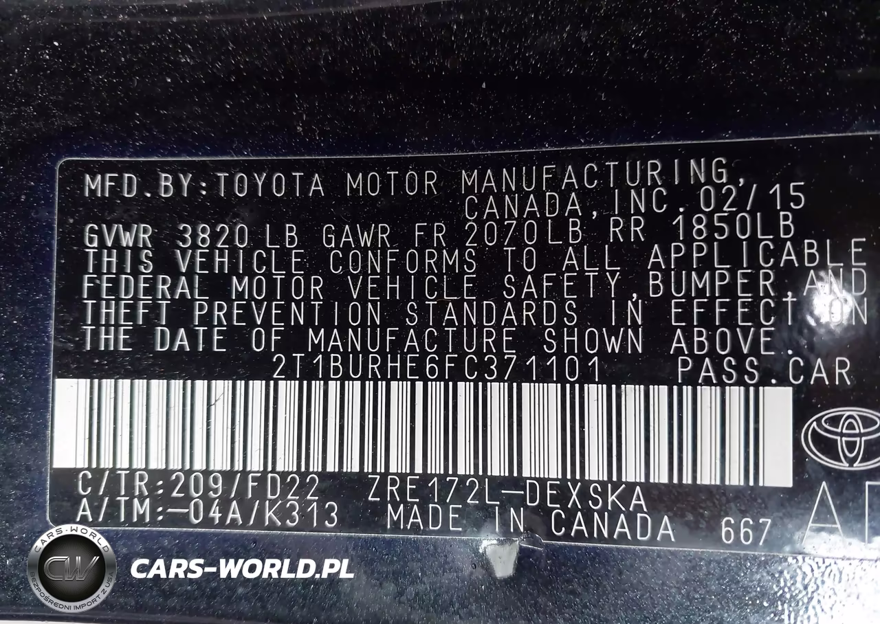 2015 Toyota Corolla S Plus VIN:2T1BURHE6FC371101 - 9
