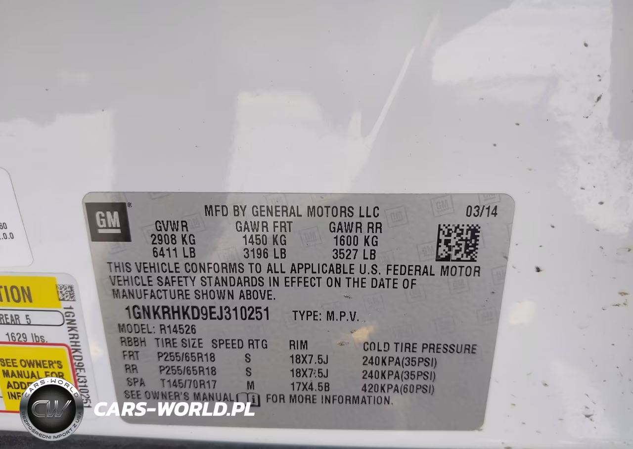 2014 Chevrolet Traverse 2Lt VIN:1GNKRHKD9EJ310251 - 9