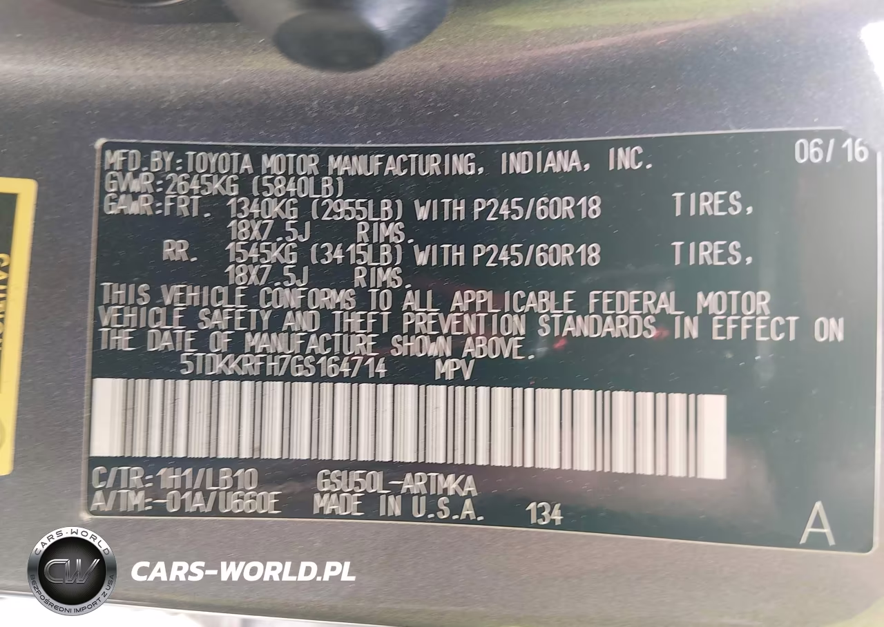 2016 Toyota Highlander Xle V6 VIN:5TDKKRFH7GS164714 - 9