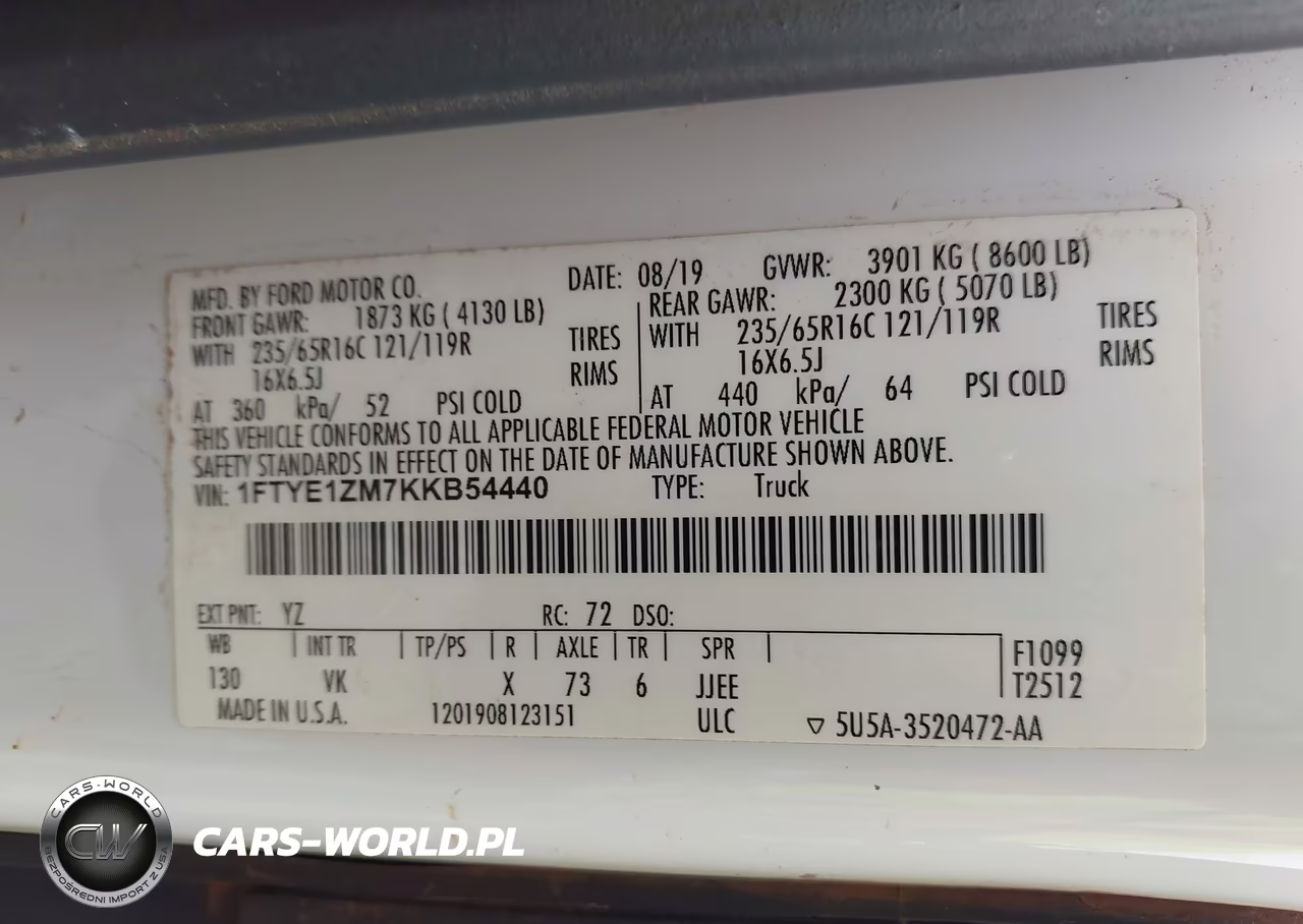 2019 Ford Transit-150 VIN:1FTYE1ZM7KKB54440 - 9