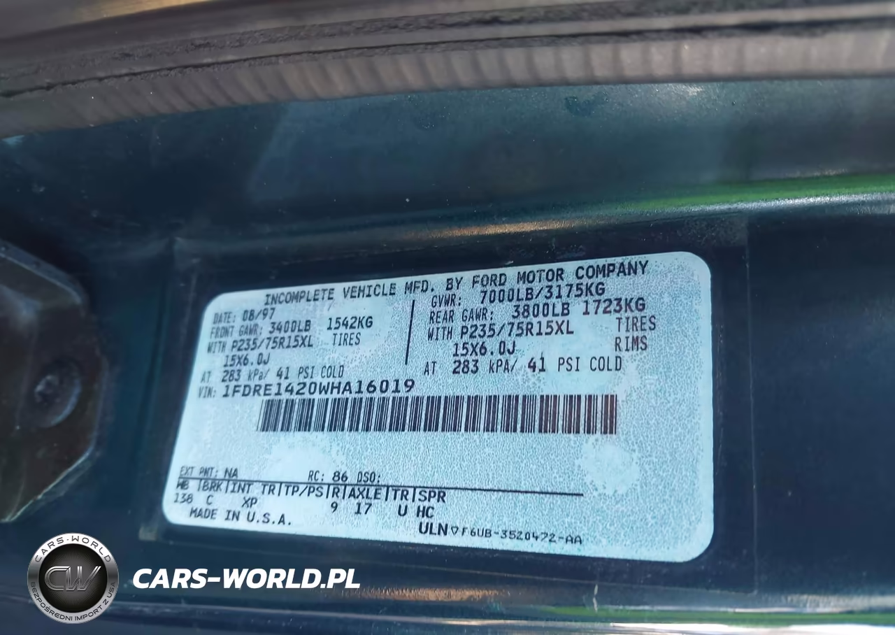 1998 Ford E-150 Recreational VIN:1FDRE1420WHA16019 - 9