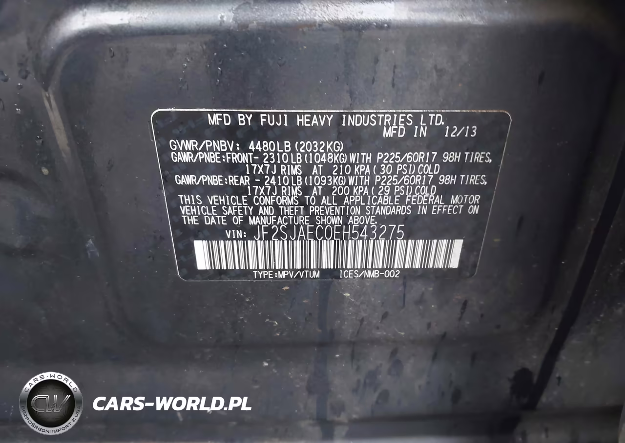 2014 Subaru Forester 2.5I Premium VIN:JF2SJAEC0EH543275 - 9