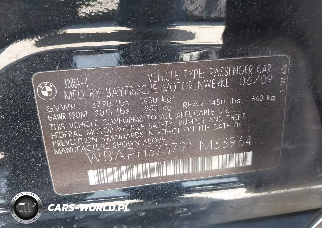 2009 BMW 328I VIN:WBAPH57579NM33964 - 9