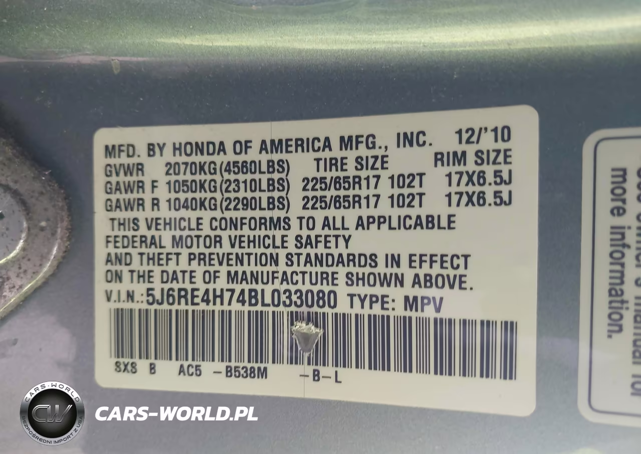 2011 Honda Cr-V Ex-L VIN:5J6RE4H74BL033080 - 9