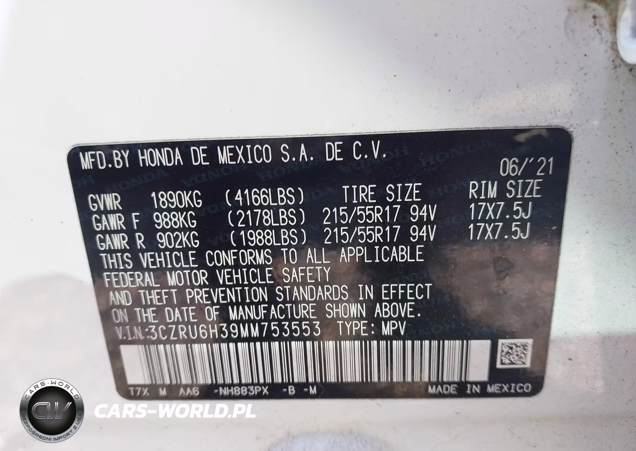 2021 Honda Hr-V Awd Lx VIN:3CZRU6H39MM753553 - 9