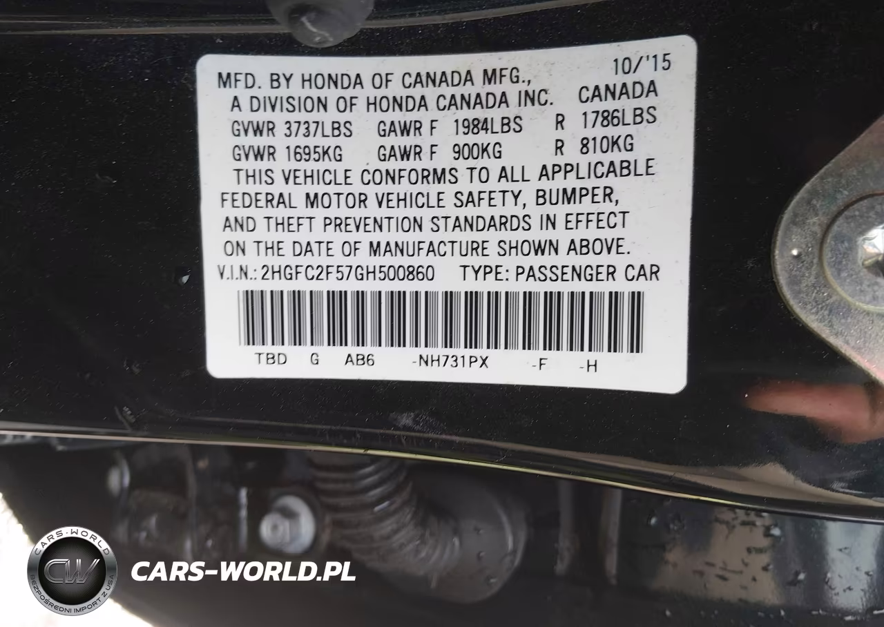2016 Honda Civic Lx VIN:2HGFC2F57GH500860 - 9