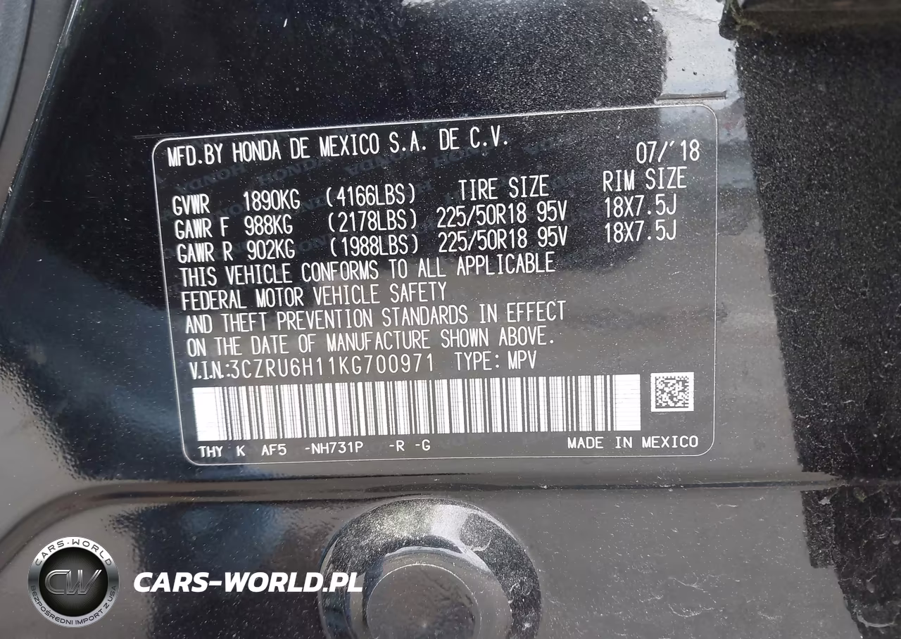 2019 Honda Hr-V Sport VIN:3CZRU6H11KG700971 - 9