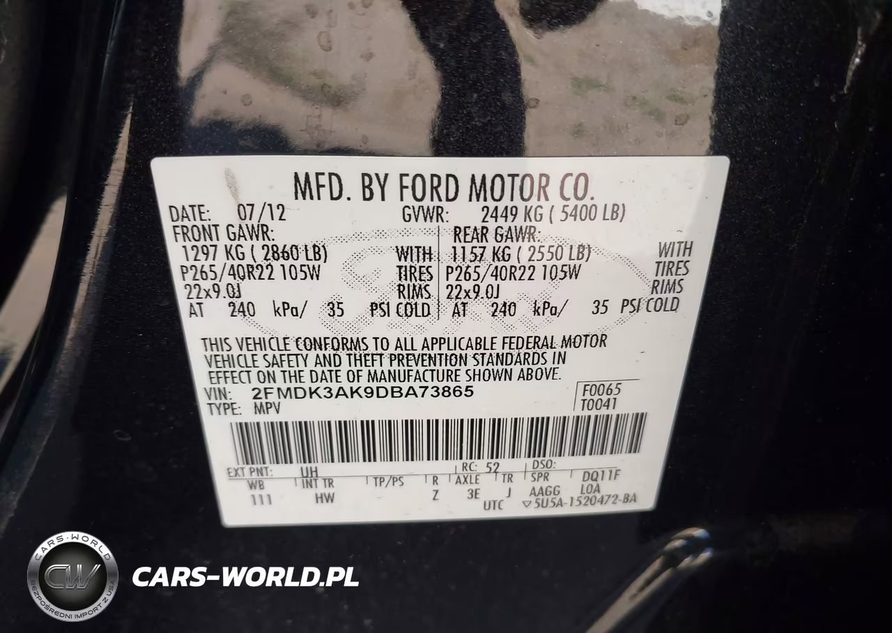 2013 Ford Edge Sport VIN:2FMDK3AK9DBA73865 - 9