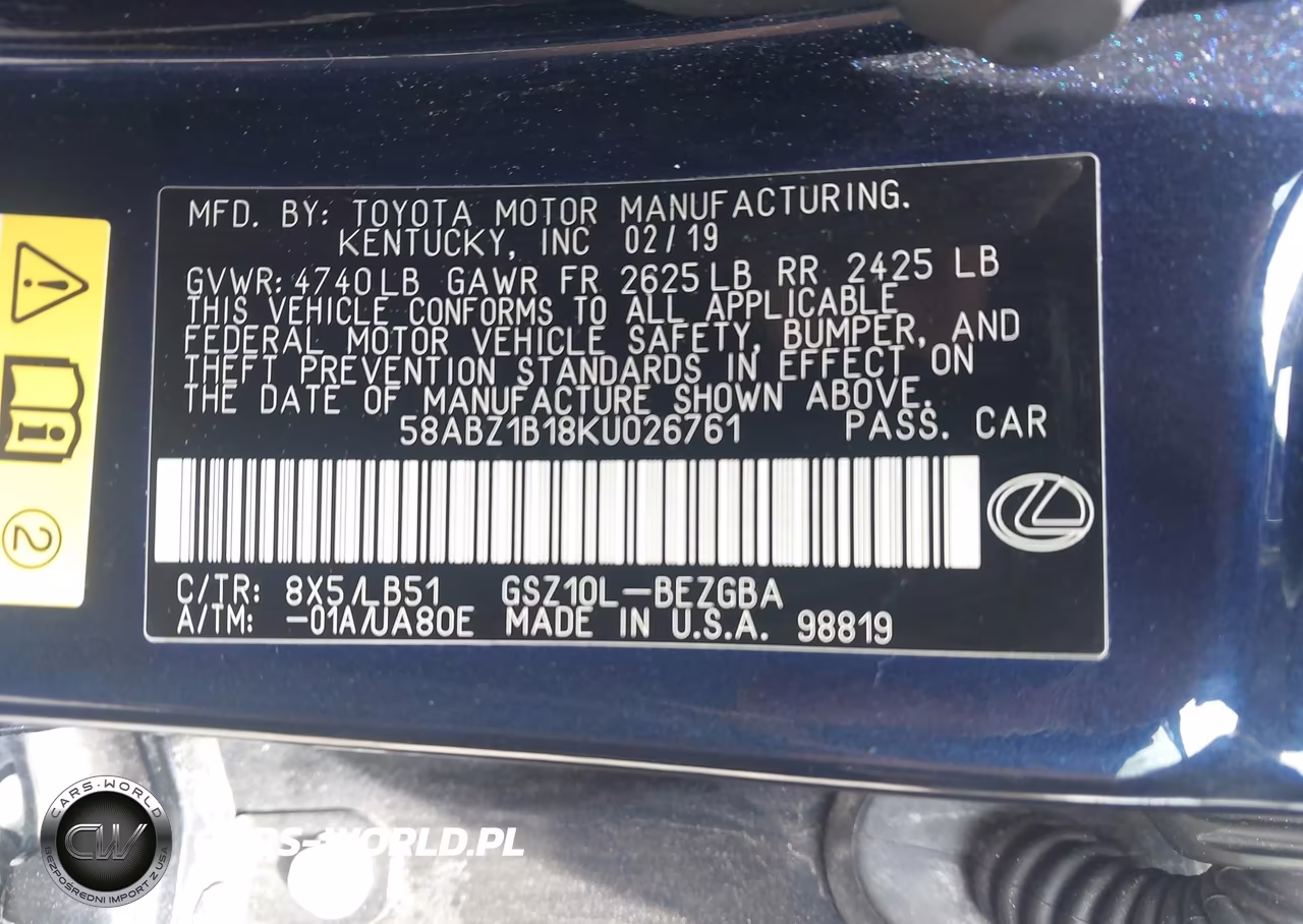 2019 Lexus Es 350 Luxury VIN:58ABZ1B18KU026761 - 9