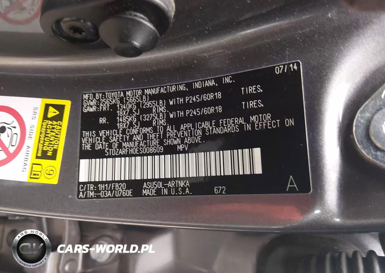 2014 Toyota Highlander Le VIN:5TDZARFH0ES008609 - 9