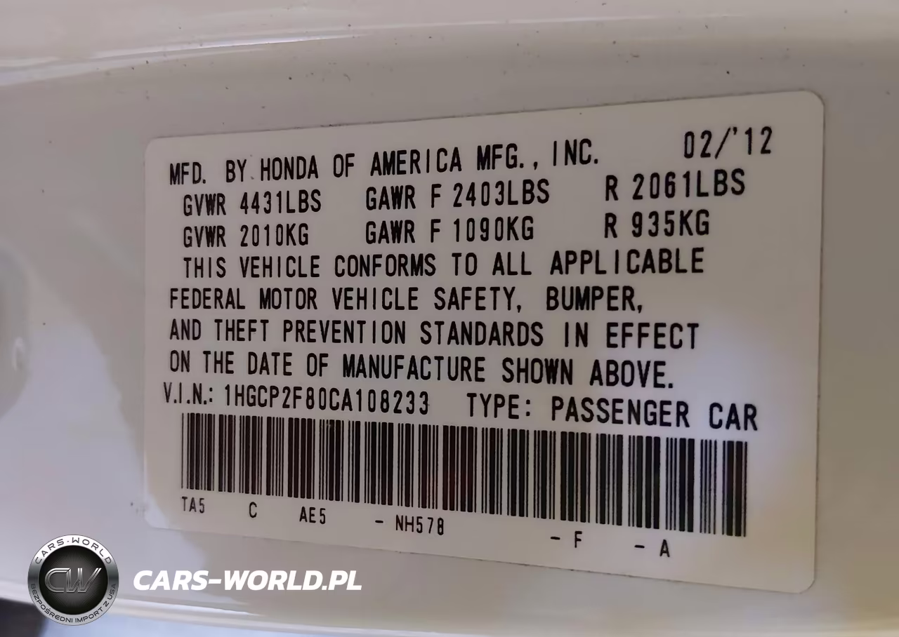 2012 Honda Accord 2.4 Ex-L VIN:1HGCP2F80CA108233 - 9
