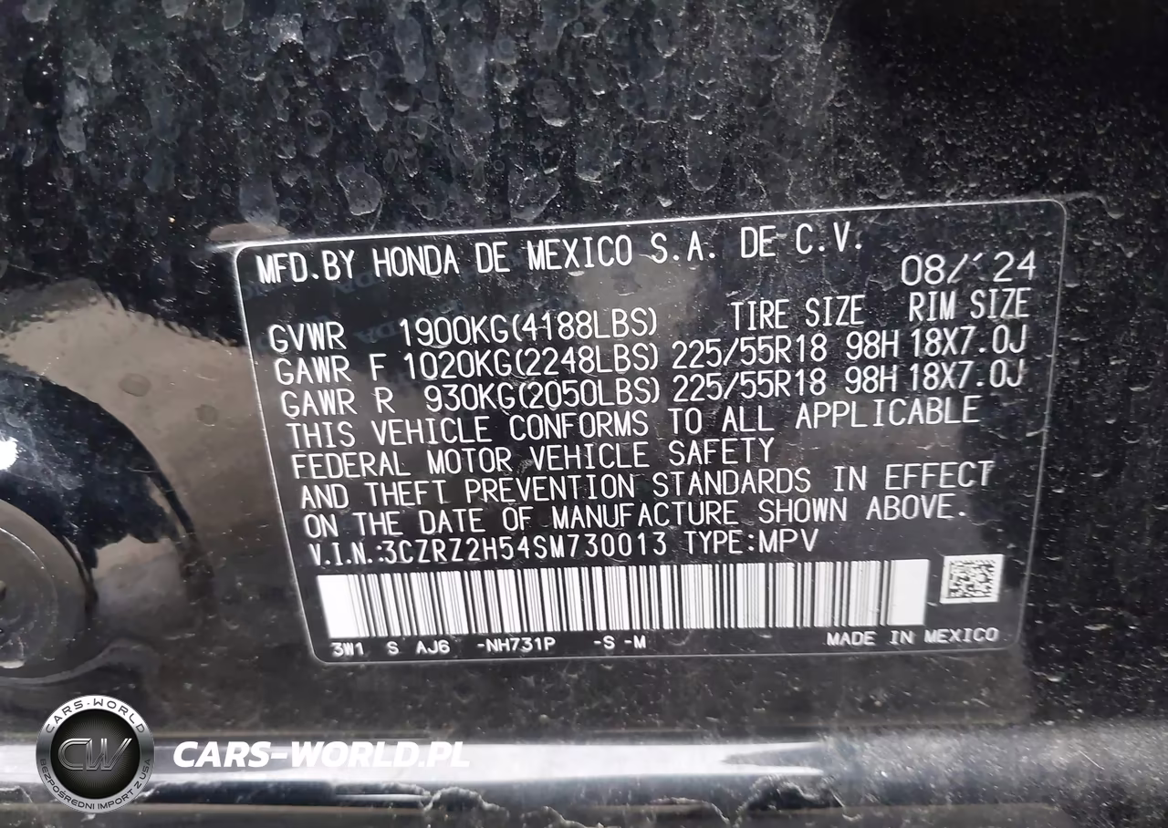2025 Honda Hr-V Awd Sport VIN:3CZRZ2H54SM730013 - 9