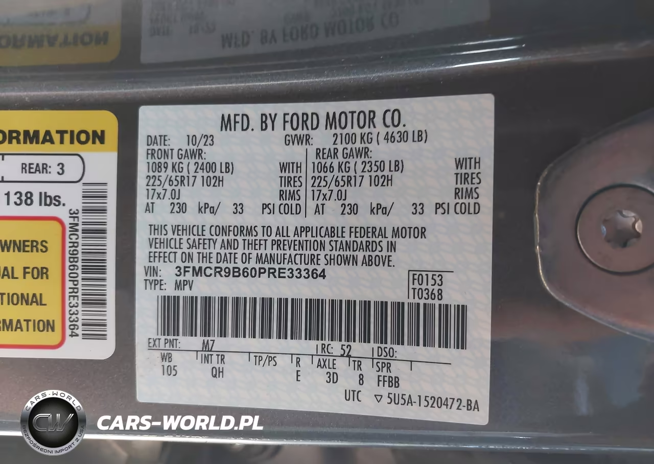 2023 Ford Bronco Sport Big Bend VIN:3FMCR9B60PRE33364 - 9