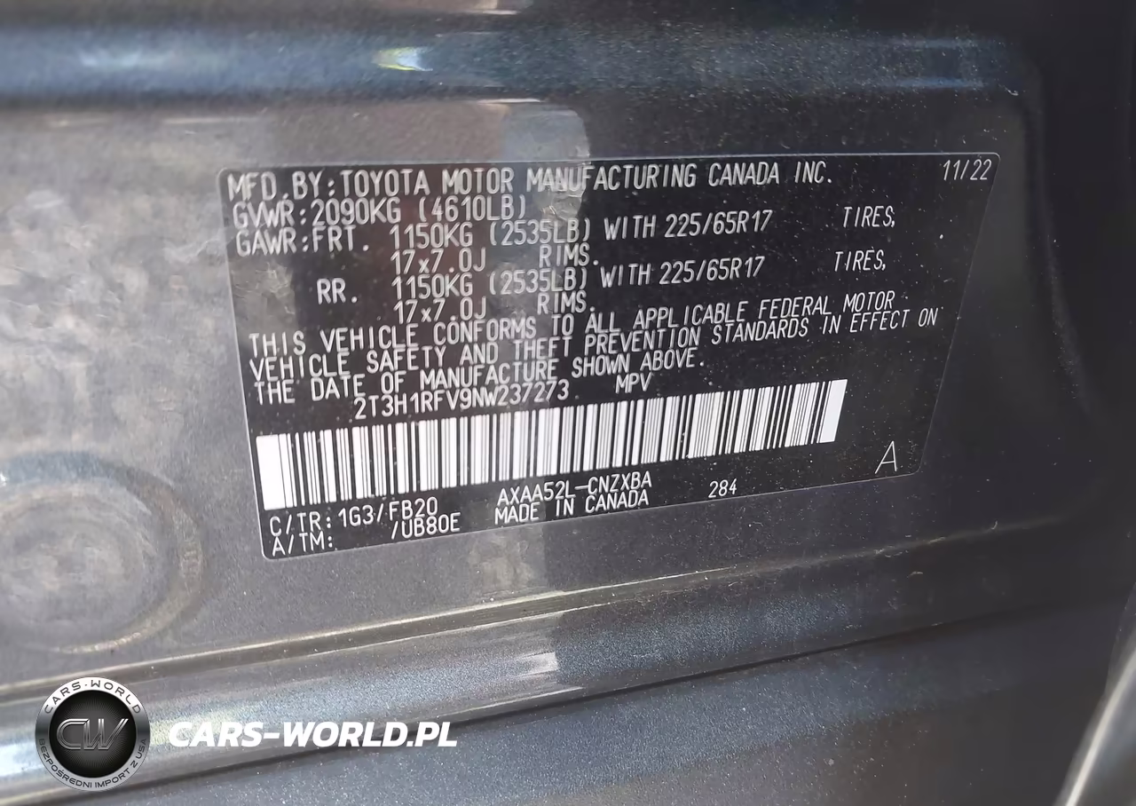 2022 Toyota Rav4 Le VIN:2T3H1RFV9NW237273 - 9