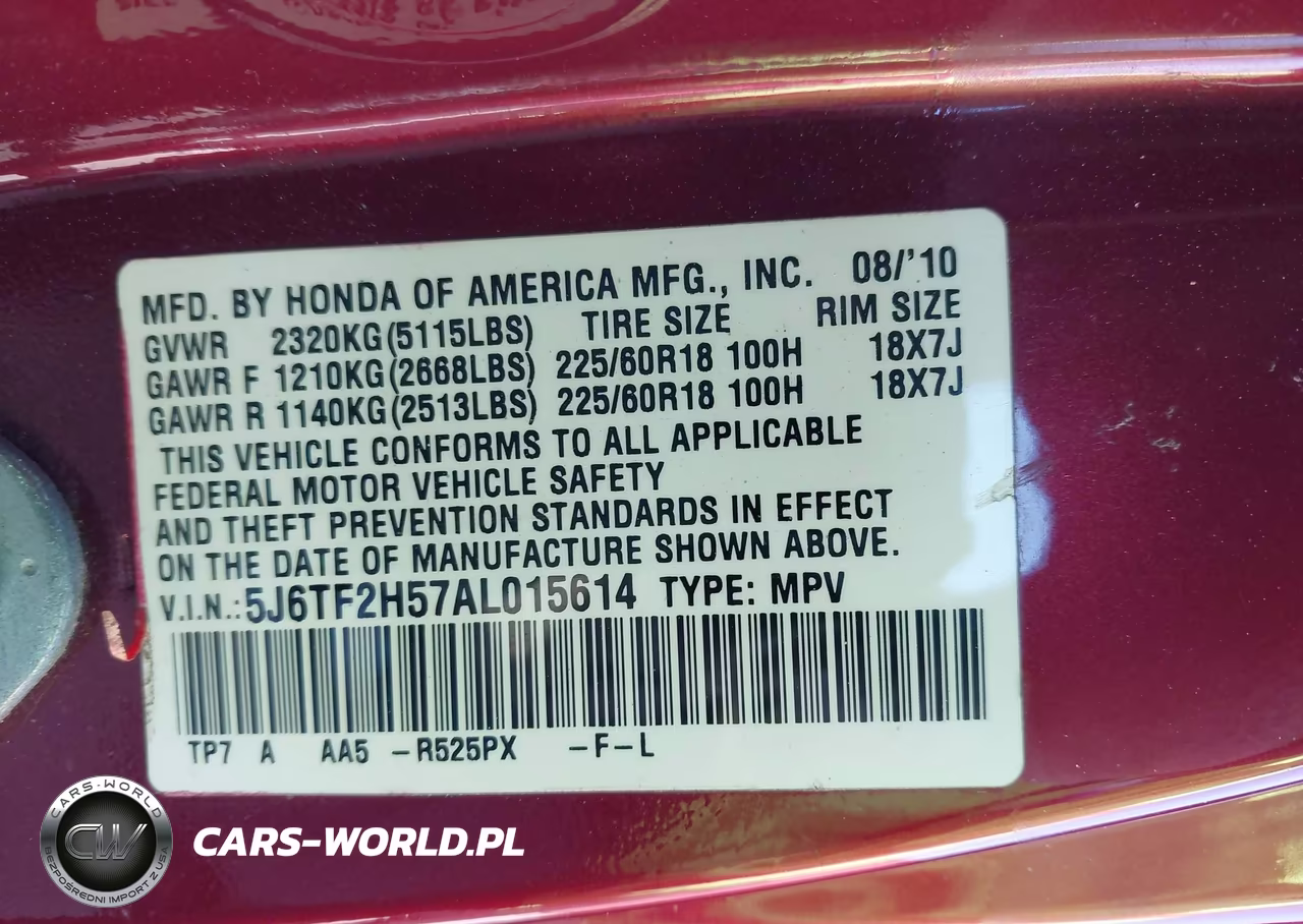 2010 Honda Accord Crosstour Ex-L VIN:5J6TF2H57AL015614 - 9