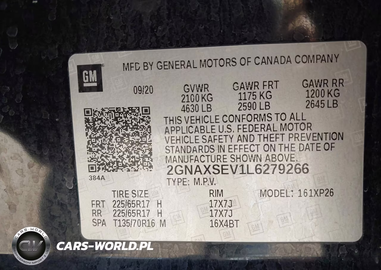 2020 Chevrolet Equinox Awd Ls VIN:2GNAXSEV1L6279266 - 9