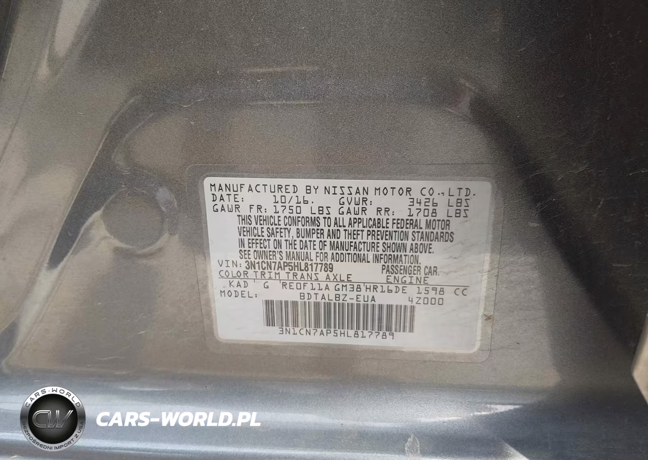 2017 Nissan Versa 1.6 Sv VIN:3N1CN7AP5HL817789 - 9