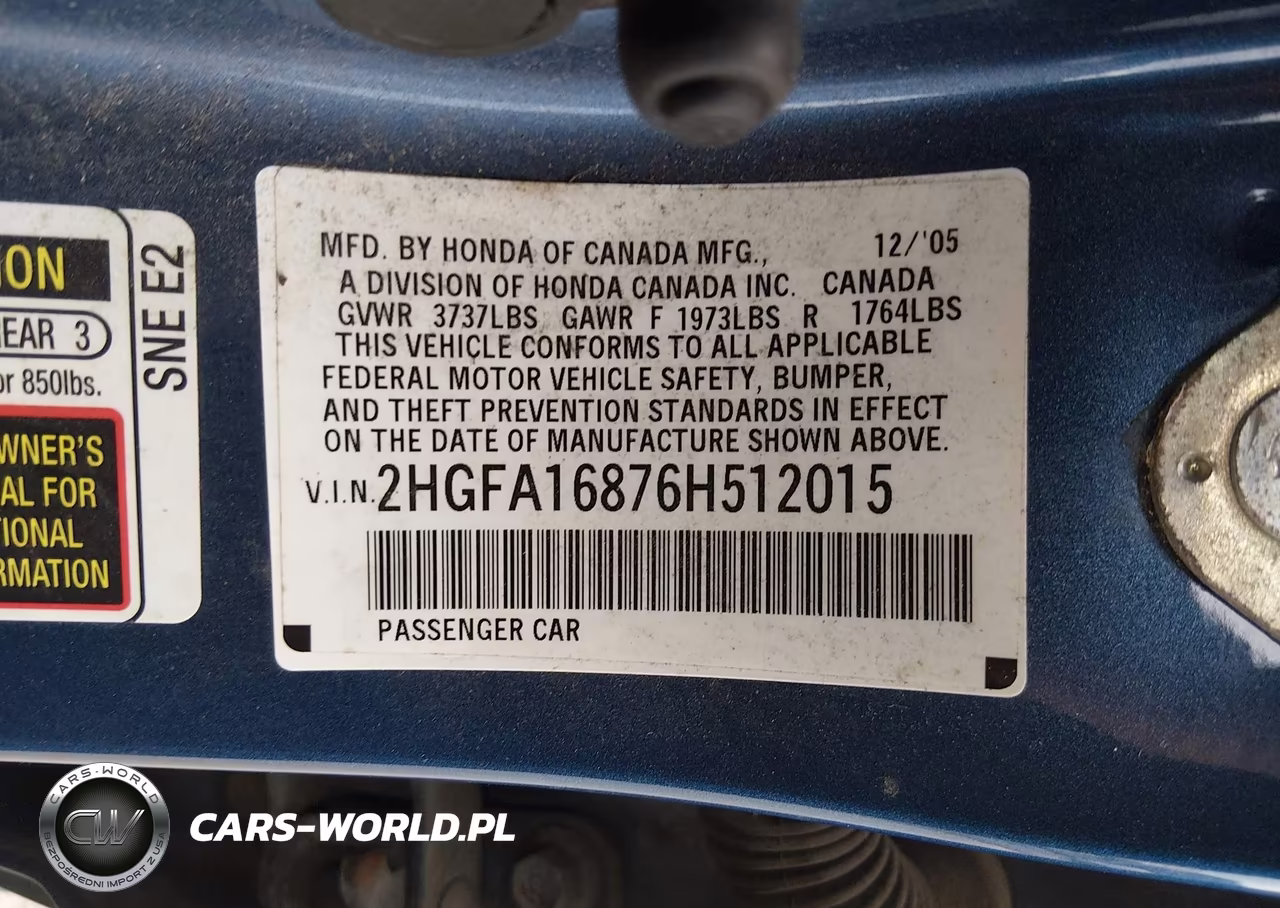 2006 Honda Civic Ex VIN:2HGFA16876H512015 - 9