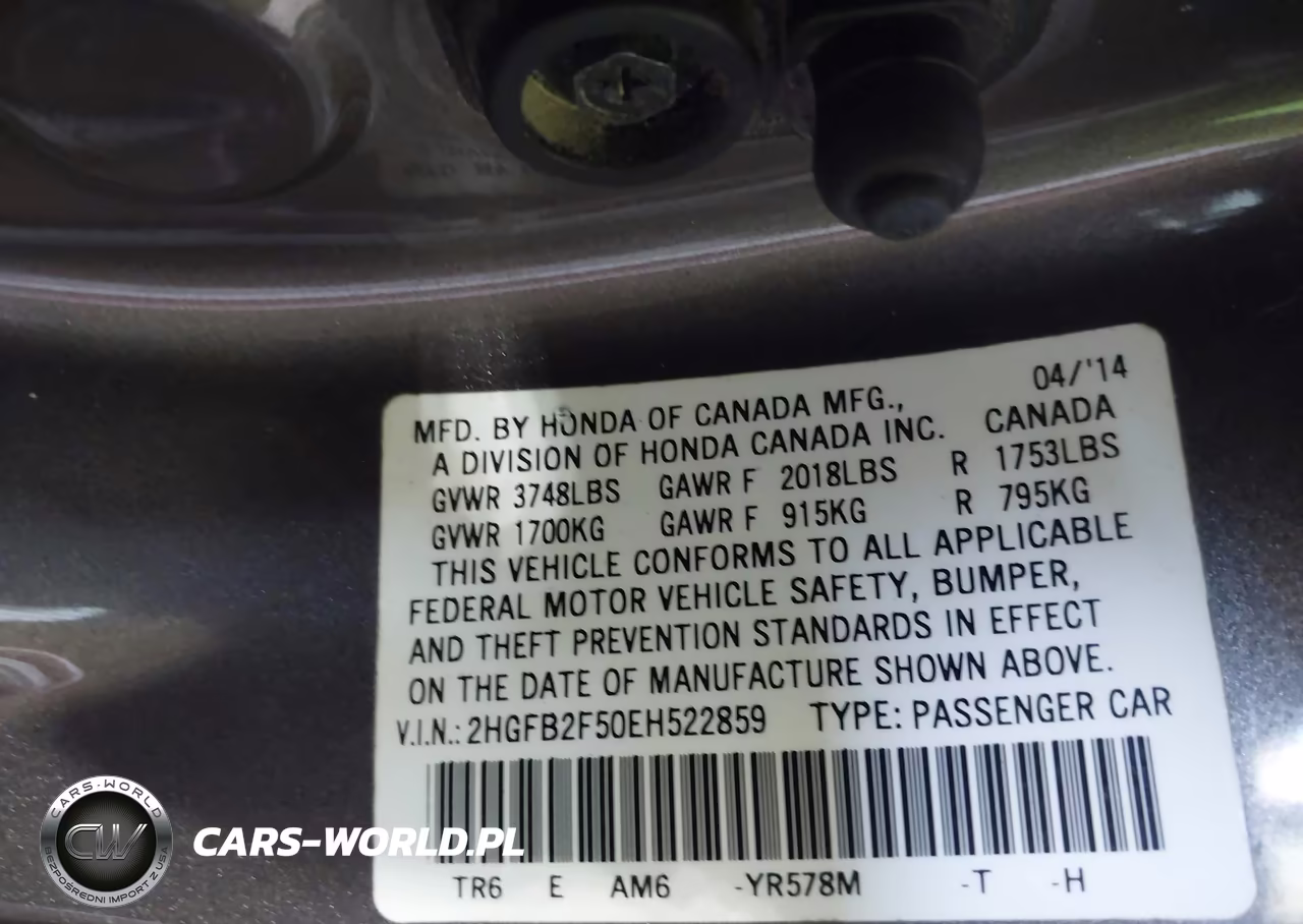 2014 Honda Civic Lx VIN:2HGFB2F50EH522859 - 9