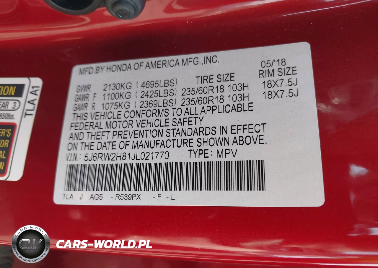 2018 Honda Cr-V Ex-L-Ex-L Navi VIN:5J6RW2H81JL021770 - 9