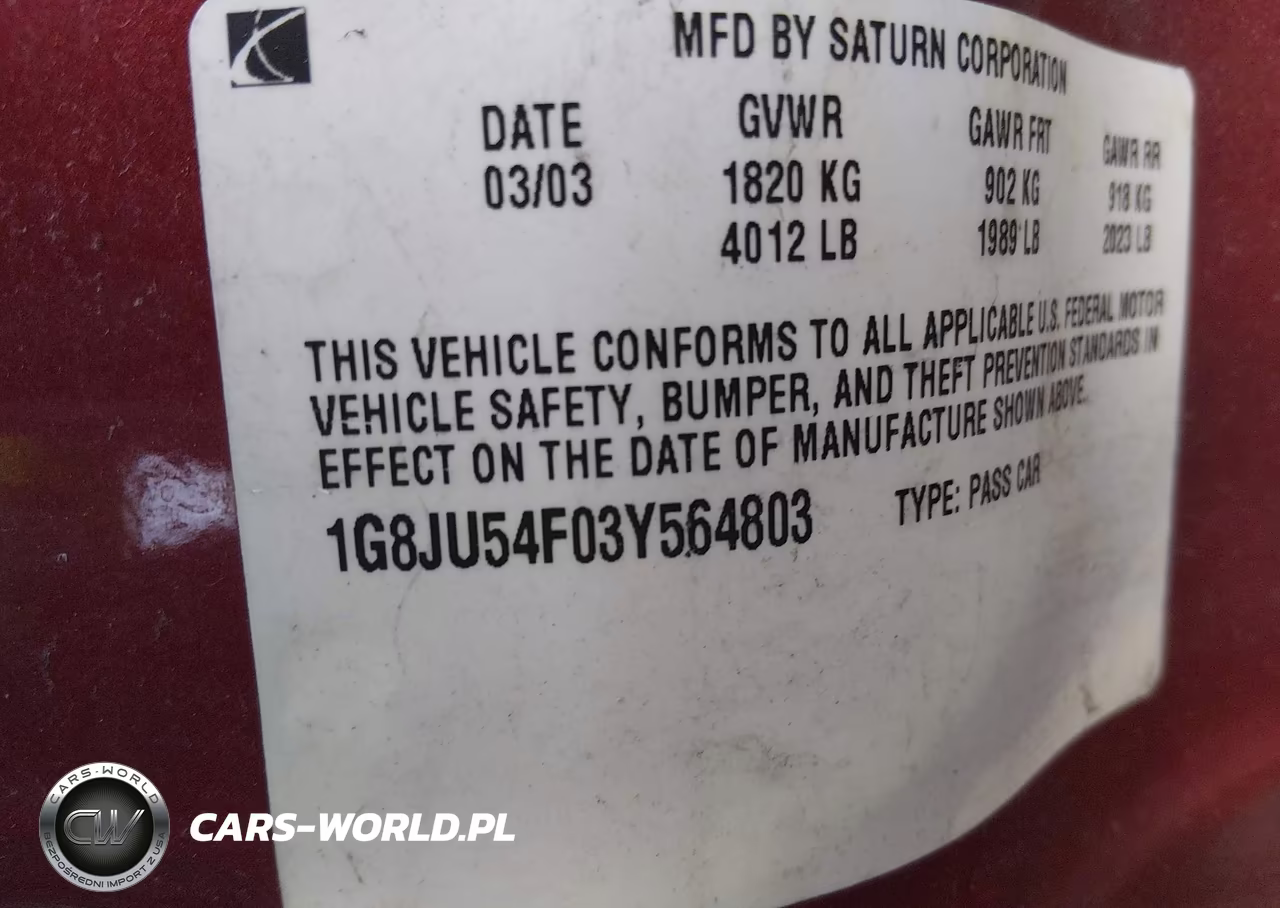 2003 Saturn L-Series L200 VIN:1G8JU54F03Y564803 - 9