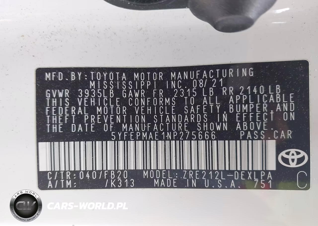 2022 Toyota Corolla Le VIN:5YFEPMAE1NP275666 - 9