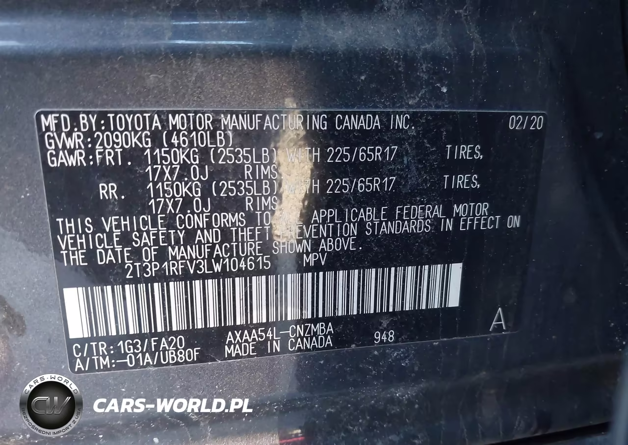 2020 Toyota Rav4 Xle VIN:2T3P1RFV3LW104615 - 9