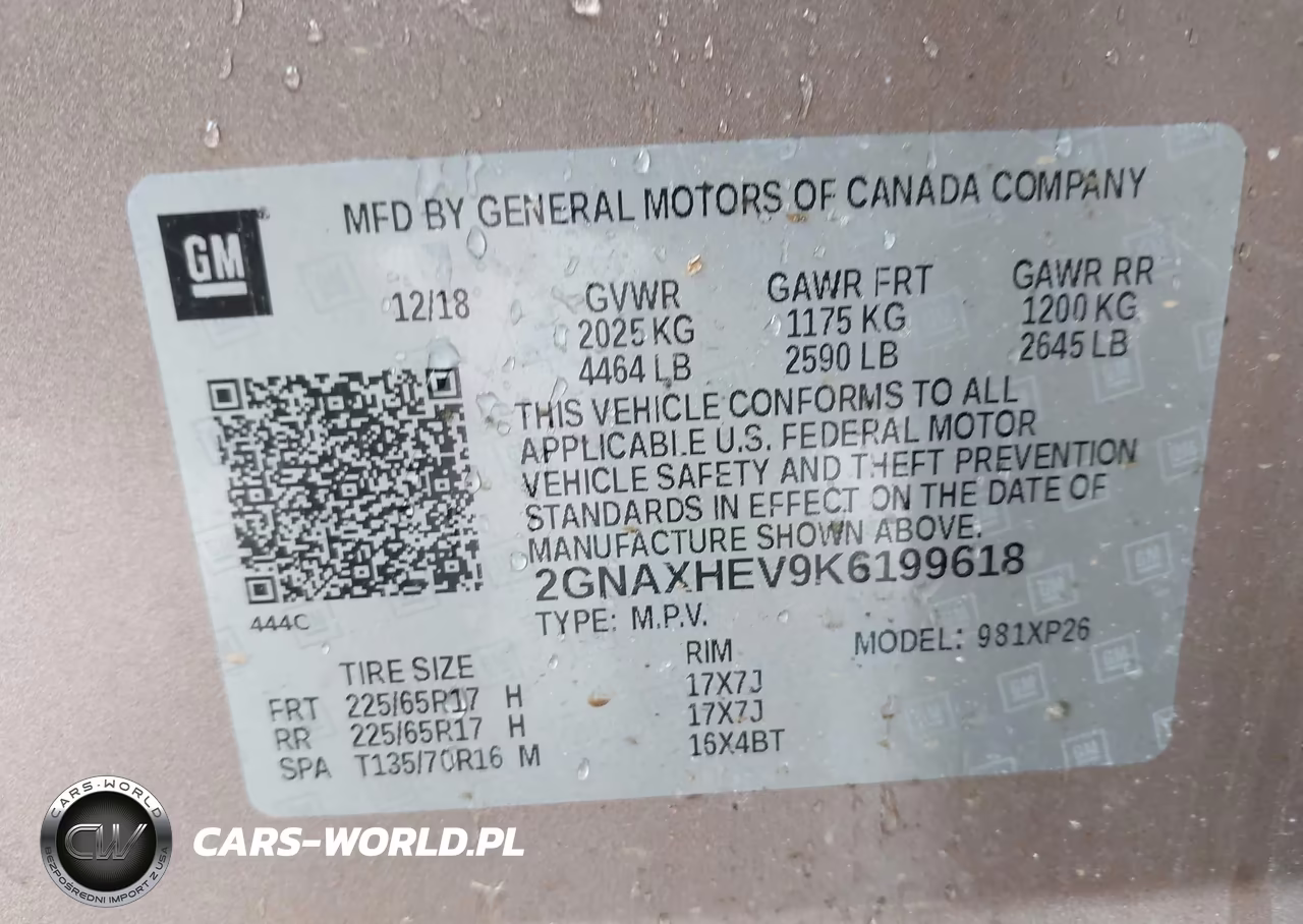 2019 Chevrolet Equinox Ls VIN:2GNAXHEV9K6199618 - 9