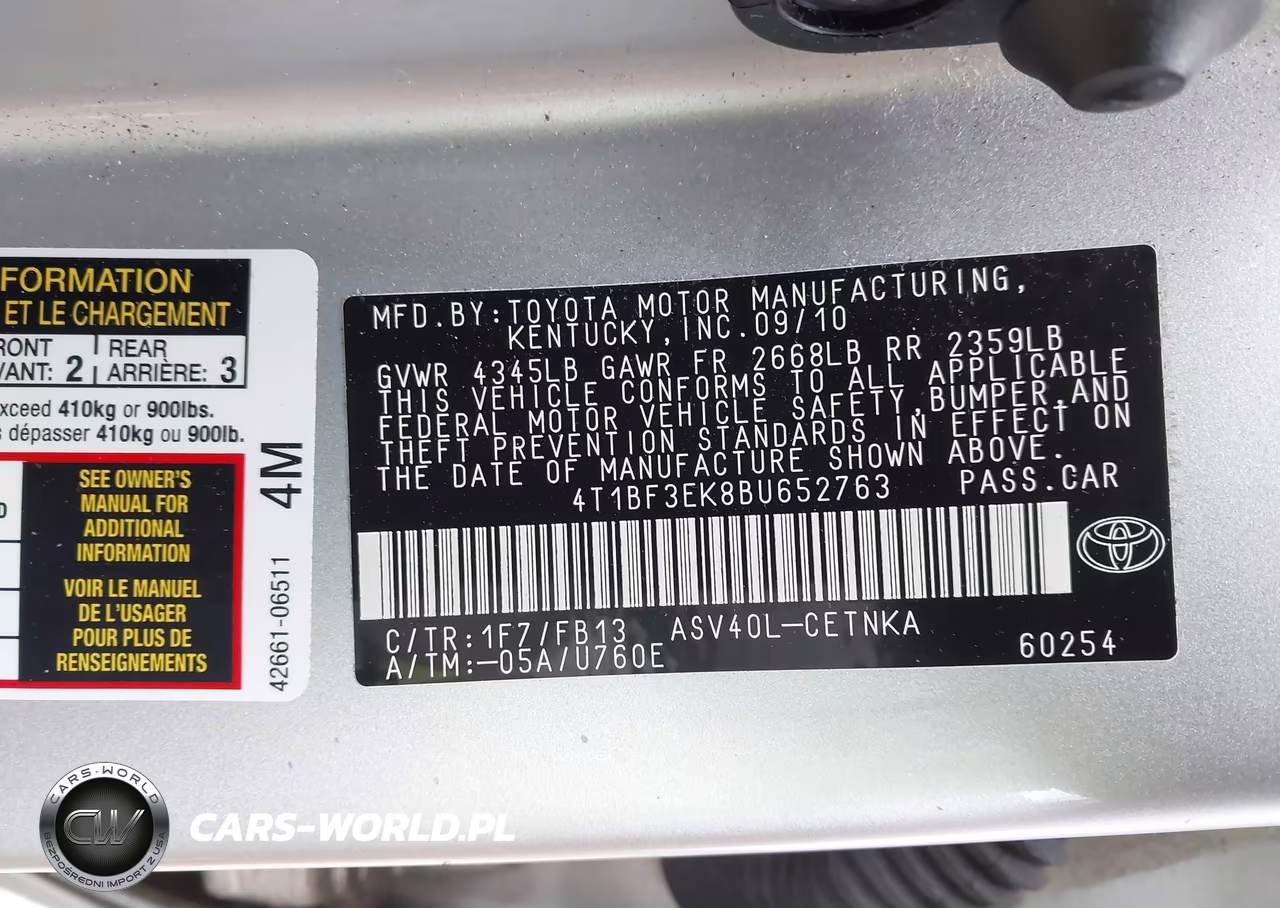 2011 Toyota Camry VIN:4T1BF3EK8BU652763 - 9