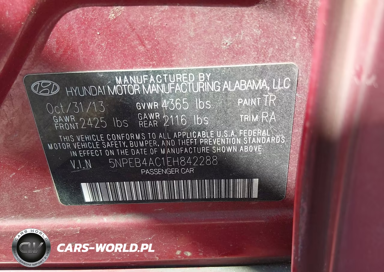 2014 Hyundai Sonata Gls VIN:5NPEB4AC1EH842288 - 9