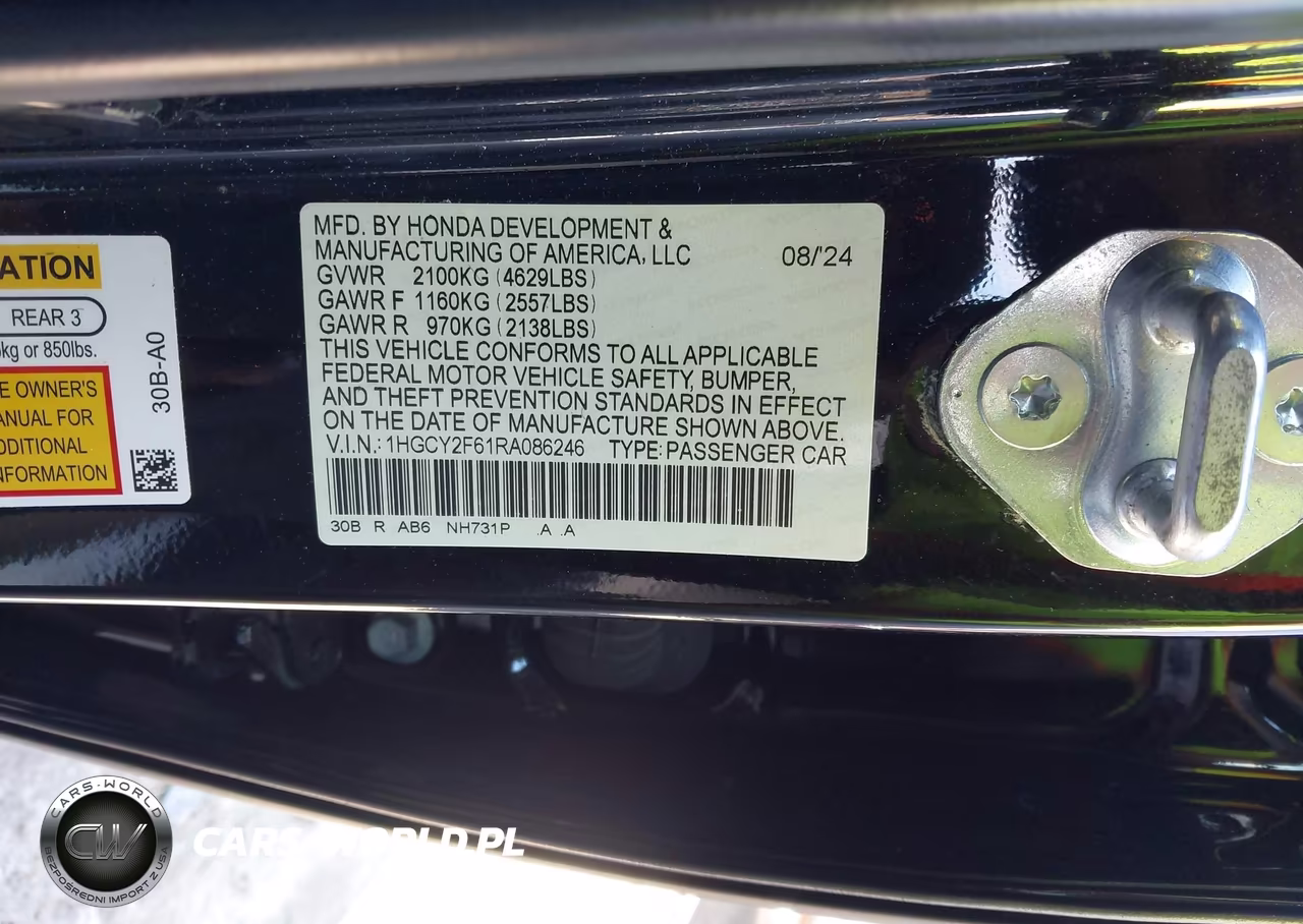2024 Honda Accord Hybrid Ex-L VIN:1HGCY2F61RA086246 - 9
