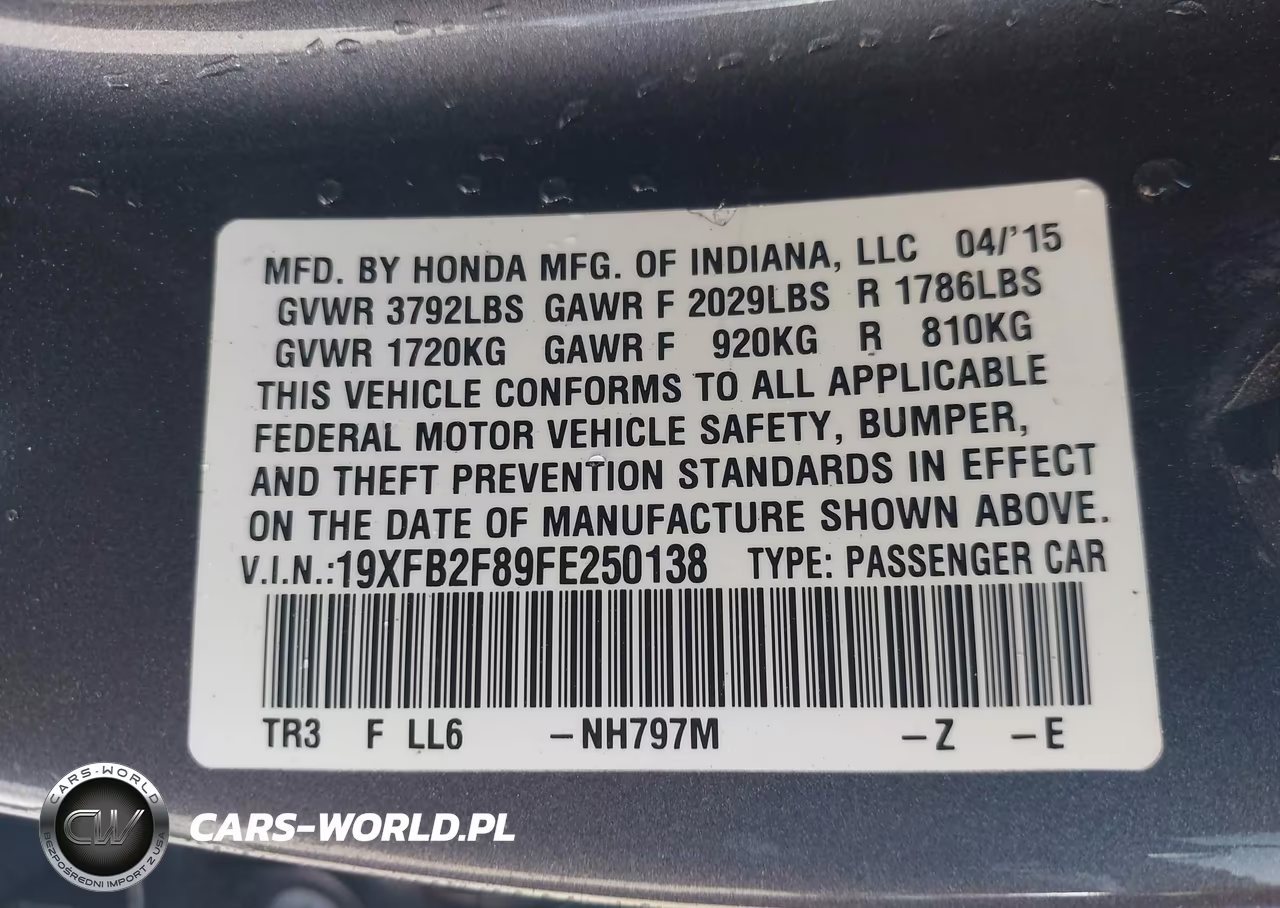 2015 Honda Civic Ex VIN:19XFB2F89FE250138 - 9