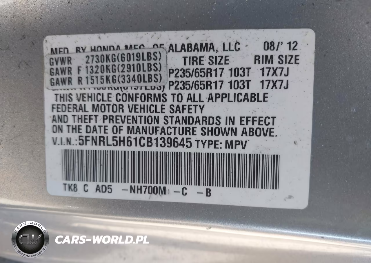 2012 Honda Odyssey Ex-L VIN:5FNRL5H61CB139645 - 9