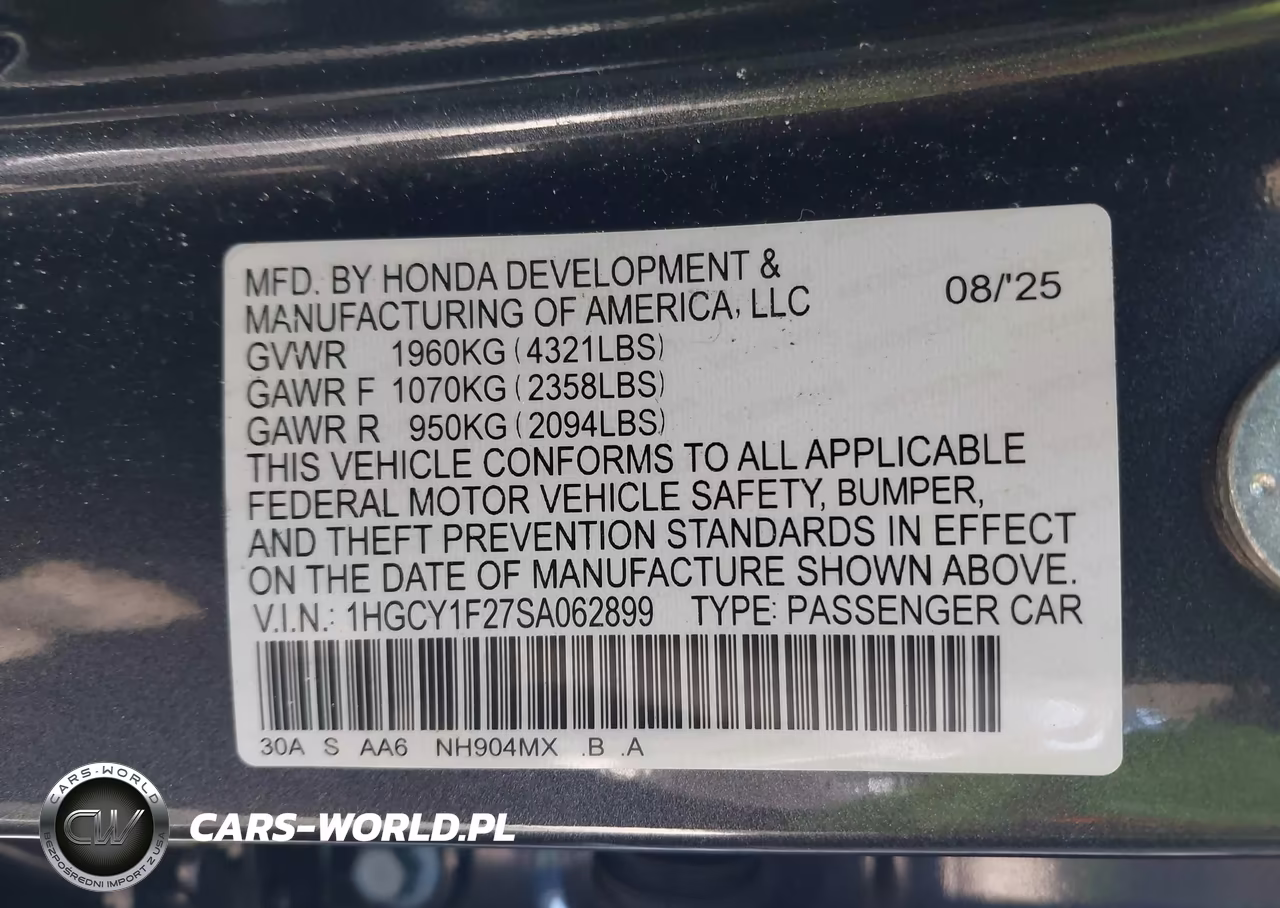 2025 Honda Accord Lx VIN:1HGCY1F27SA062899 - 9