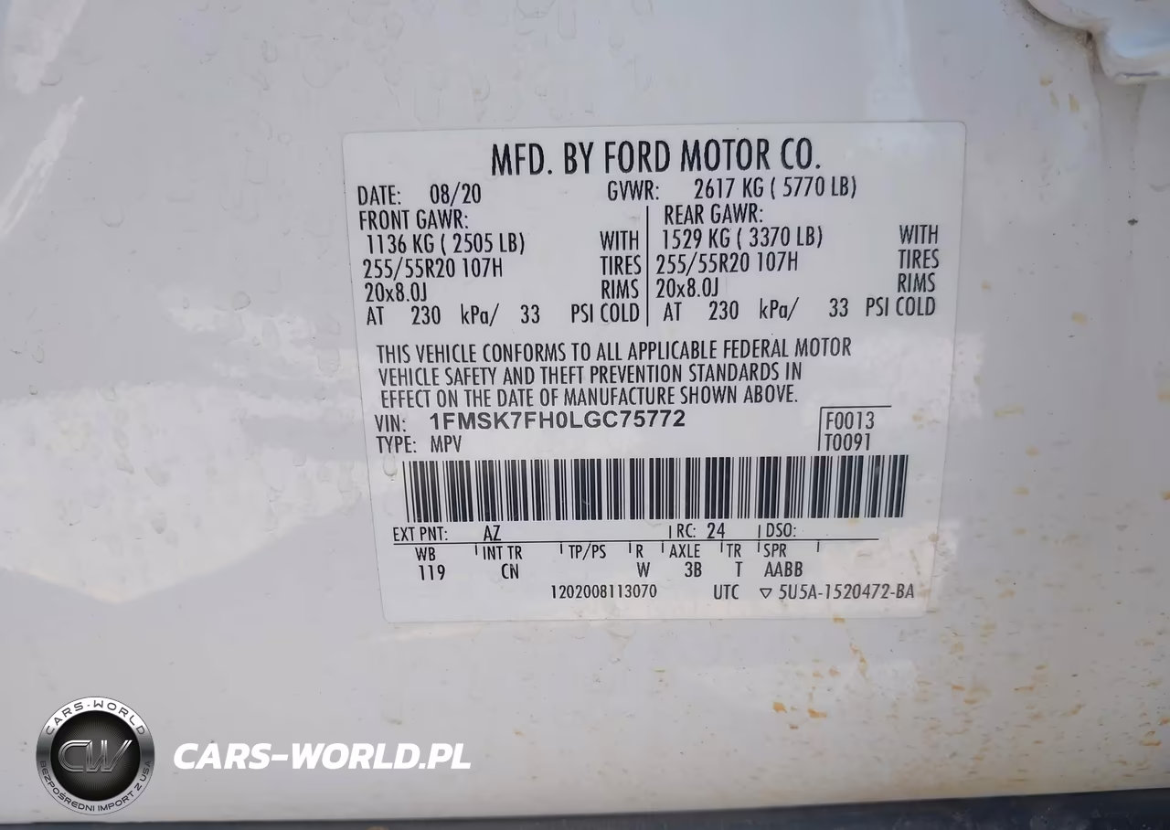 2020 Ford Explorer Limited VIN:1FMSK7FH0LGC75772 - 9