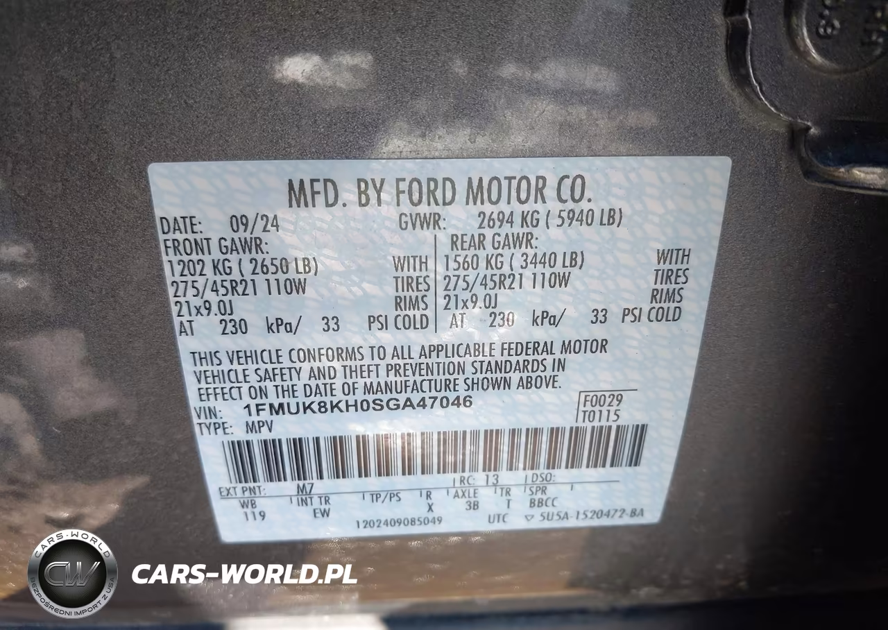 2025 Ford Explorer St-Line VIN:1FMUK8KH0SGA47046 - 9
