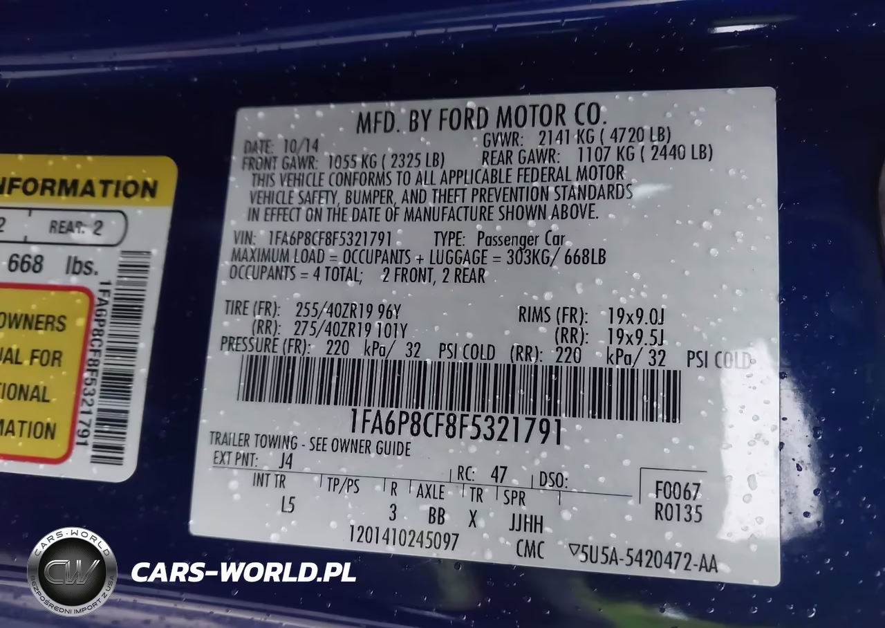2015 Ford Mustang Gt Premium VIN:1FA6P8CF8F5321791 - 9