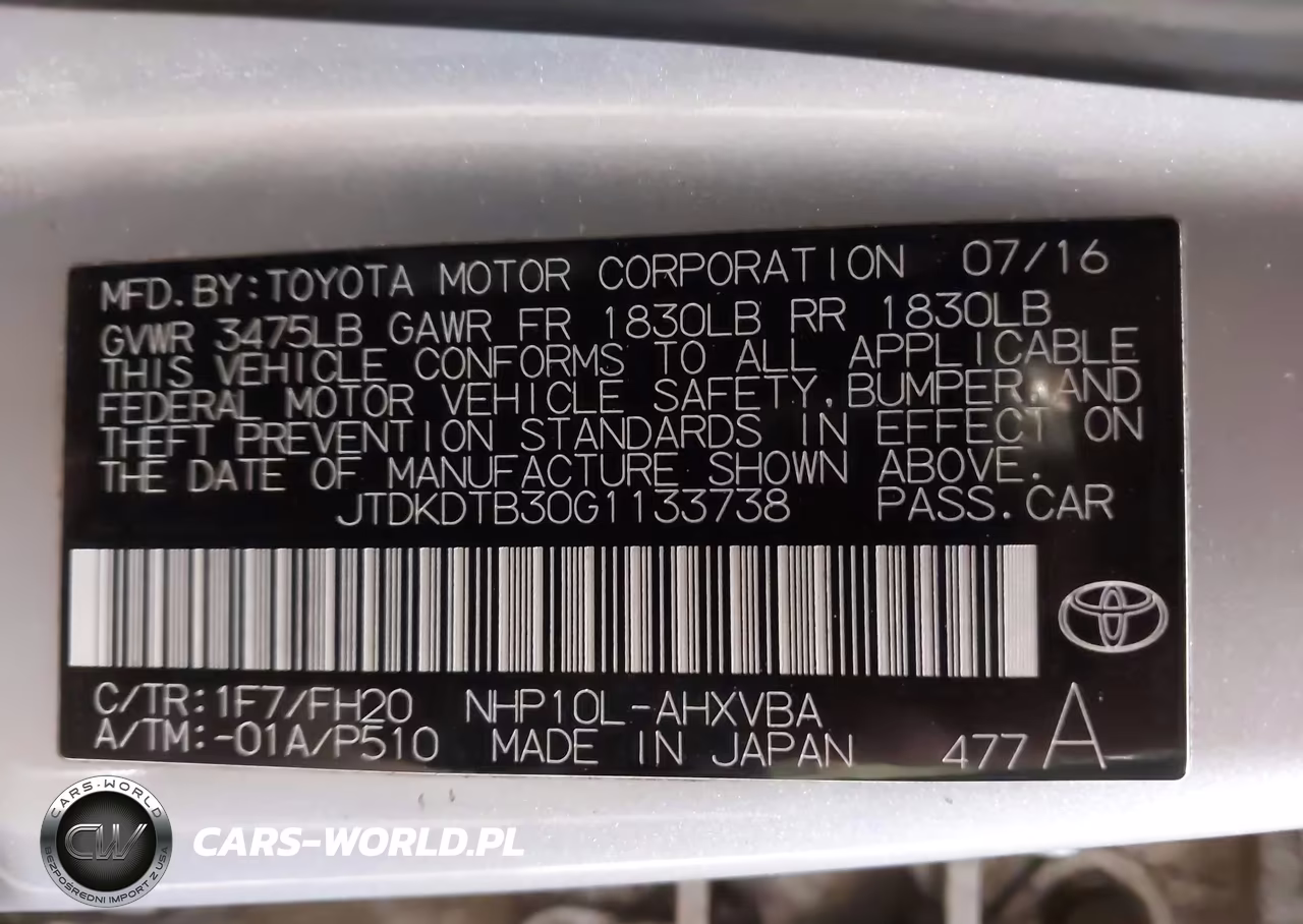 2016 Toyota Prius C One VIN:JTDKDTB30G1133738 - 9