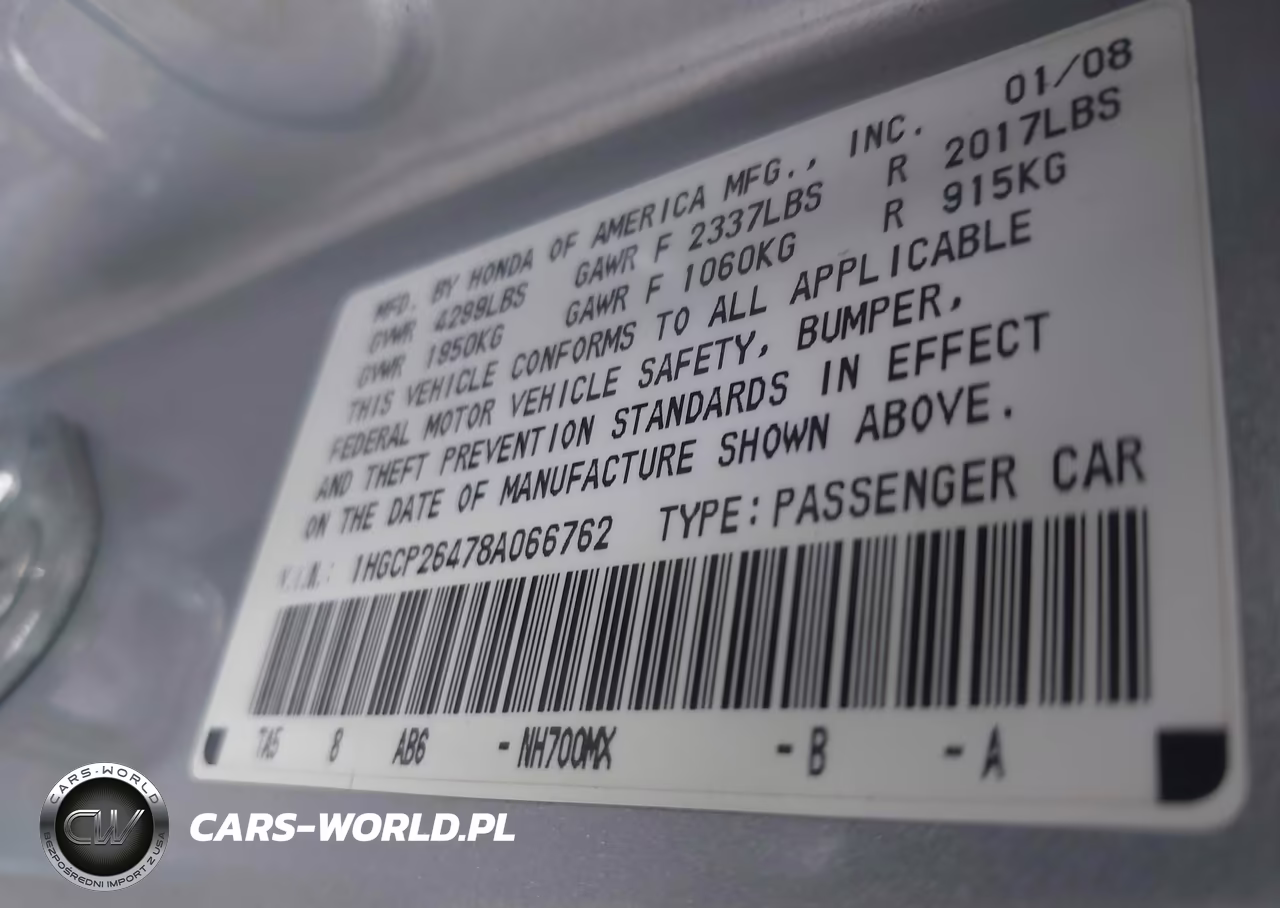 2008 Honda Accord 2.4 Lx-P VIN:1HGCP26478A066762 - 9